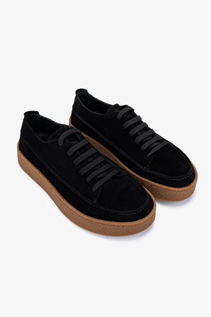 Valmenti Erkek Hakiki Deri Siyah Süet Sneakers & Spor Ayakkabı 1111 502 ERK AYK Y25 SIYAH SUET