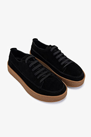 Valmenti Erkek Hakiki Deri Siyah Süet Sneakers & Spor Ayakkabı 1111 502 ERK AYK Y25 SIYAH SUET