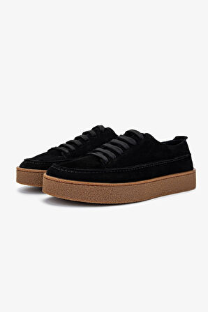 Valmenti Erkek Hakiki Deri Siyah Süet Sneakers & Spor Ayakkabı 1111 502 ERK AYK Y25 SIYAH SUET