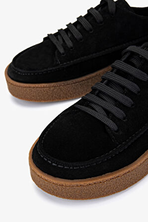 Valmenti Erkek Hakiki Deri Siyah Süet Sneakers & Spor Ayakkabı 1111 502 ERK AYK Y25 SIYAH SUET