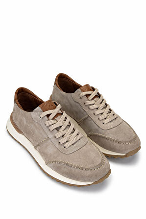 Tamer Tanca Erkek Hakiki Deri Bej Süet Sneakers & Spor Ayakkabı 870 1345 ERK AYK Y25 BEJ SUET