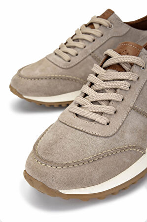 Tamer Tanca Erkek Hakiki Deri Bej Süet Sneakers & Spor Ayakkabı 870 1345 ERK AYK Y25 BEJ SUET