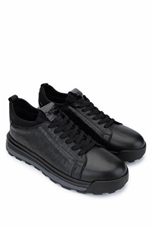 Tamer Tanca Erkek Hakiki Deri Siyah Sneakers & Spor Ayakkabı 1118 096 ERK AYK Y25 SIYAH BSK