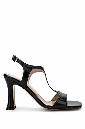 Tamer Tanca Kadın Hakiki Deri Siyah Rugan Topuklu Ayakkabı 33 3435 BN AYK Y25 SIYAH KRSK RGN