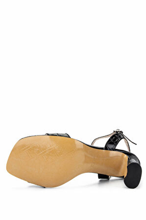 Tamer Tanca Kadın Hakiki Deri Siyah Kroko Topuklu Ayakkabı 33 3434 BN AYK Y25 SIYAH KROKO