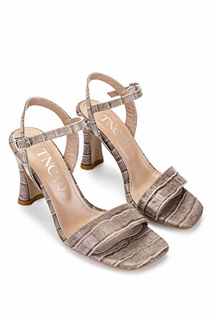 Tamer Tanca Kadın Hakiki Deri Vizon Topuklu Ayakkabı 33 3434 BN AYK Y25 VIZON KROKO