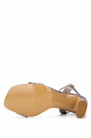 Tamer Tanca Kadın Hakiki Deri Vizon Topuklu Ayakkabı 33 3434 BN AYK Y25 VIZON KROKO