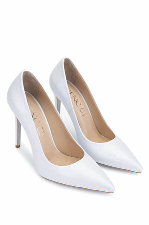 Tamer Tanca Kadın Hakiki Deri Beyaz Sedef Topuklu Ayakkabı 1027 253 BN AYK Y25 BEYAZ SEDEF