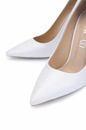 Tamer Tanca Kadın Hakiki Deri Beyaz Sedef Topuklu Ayakkabı 1027 253 BN AYK Y25 BEYAZ SEDEF