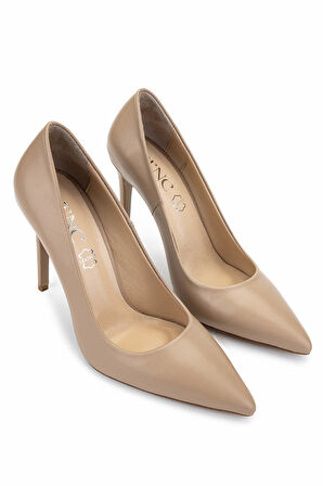 Tamer Tanca Kadın Hakiki Deri Bej Topuklu Ayakkabı 1027 253 BN AYK Y25 NUDE DR