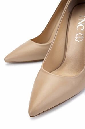 Tamer Tanca Kadın Hakiki Deri Bej Topuklu Ayakkabı 1027 253 BN AYK Y25 NUDE DR