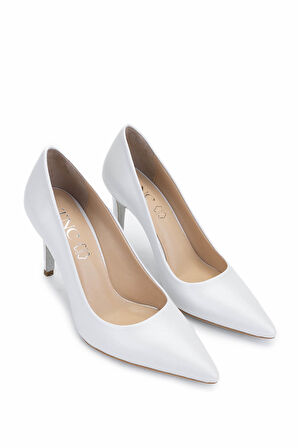 Tamer Tanca Kadın Hakiki Deri Beyaz Sedef Topuklu Ayakkabı 1027 03-1 BN AYK Y25 BEYAZ SEDEF