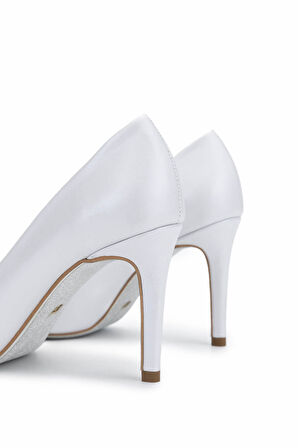 Tamer Tanca Kadın Hakiki Deri Beyaz Sedef Topuklu Ayakkabı 1027 03-1 BN AYK Y25 BEYAZ SEDEF