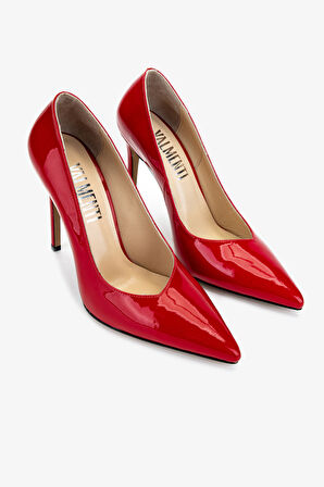 Valmenti Kadın Hakiki Deri Kırmızı Rugan Topuklu Ayakkabı 1027 249 BN AYK Y25 KIRMIZI RGN