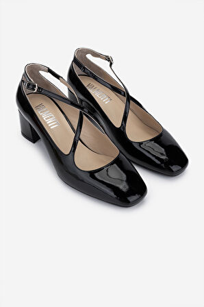 Valmenti Kadın Hakiki Deri Siyah Rugan Topuklu Ayakkabı 1027 229 BN AYK Y25 SIYAH RGN