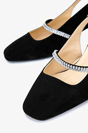 Valmenti Kadın Hakiki Deri Siyah Süet Topuklu Ayakkabı 1027 254 BN AYK Y25 SIYAH SUET