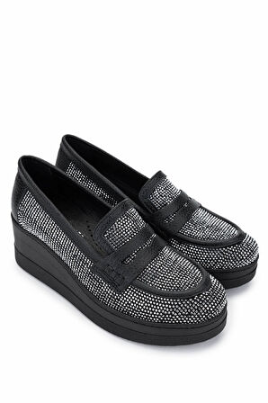 Tamer Tanca Kadın Hakiki Deri Beyaz Taşlı Loafer Ayakkabı 937 23043 BN AYK Y25 BEYAZ TASLI