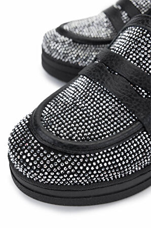 Tamer Tanca Kadın Hakiki Deri Beyaz Taşlı Loafer Ayakkabı 937 23043 BN AYK Y25 BEYAZ TASLI