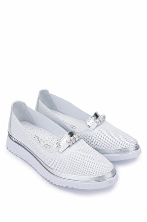 Tamer Tanca Kadın Hakiki Deri Beyaz Comfort Ayakkabı 766 2030 BN AYK Y25 BEYAZ