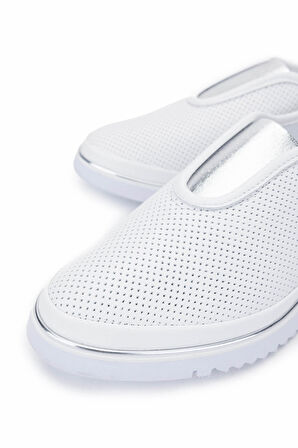 Tamer Tanca Kadın Hakiki Deri Beyaz/Lame Comfort Ayakkabı 766 2070 BN AYK Y25 BEYAZ/LAME