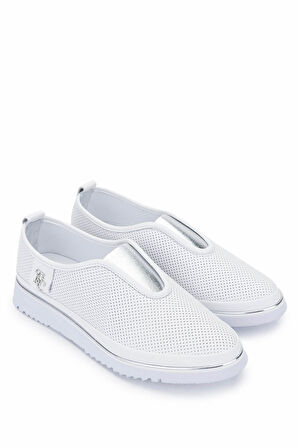 Tamer Tanca Kadın Hakiki Deri Beyaz/Lame Comfort Ayakkabı 766 2070 BN AYK Y25 BEYAZ/LAME