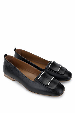 Tamer Tanca Kadın Hakiki Deri Siyah Deri Loafer Ayakkabı 1063 116-104 BN AYK Y25 SIYAH DR