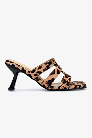 Valmenti Kadın Vegan Leopar Topuklu Terlik 1063 23420 BN TRLK Y25 LEOPAR