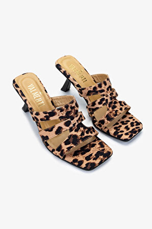 Valmenti Kadın Vegan Leopar Topuklu Terlik 1063 23420 BN TRLK Y25 LEOPAR