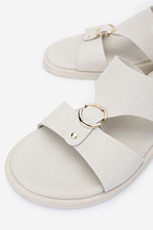 Valmenti Kadın Hakiki Deri Bej Düz Terlik 539 100 BN TRLK Y25 BEJ FLTR