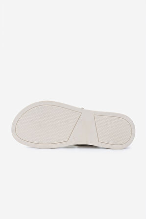 Valmenti Kadın Hakiki Deri Bej Düz Terlik 539 100 BN TRLK Y25 BEJ FLTR