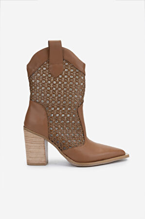 Valmenti Kadın Deri & Tekstil Taba Deri Topuklu Çizme 472 1194 BN CZM Y25 TABA DR