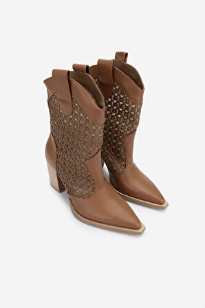 Valmenti Kadın Deri & Tekstil Taba Deri Topuklu Çizme 472 1194 BN CZM Y25 TABA DR