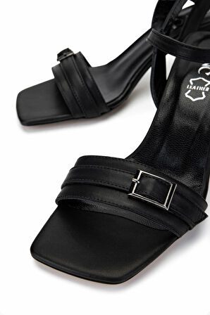 Tamer Tanca Kadın Hakiki Deri Siyah Deri Topuklu Ayakkabı 1074 2253 BN AYK Y25 SIYAH DR