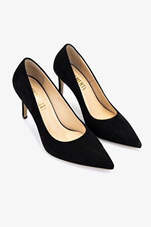 Valmenti Kadın Hakiki Deri Siyah Süet Topuklu Ayakkabı 1074 2031 BN AYK Y25 SIYAH SUET