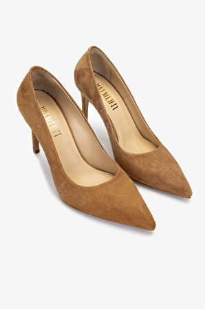 Valmenti Kadın Hakiki Deri Taba Süet Topuklu Ayakkabı 1074 2031 BN AYK Y25 TABA SUET