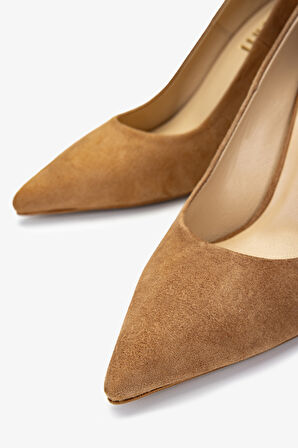 Valmenti Kadın Hakiki Deri Taba Süet Topuklu Ayakkabı 1074 2031 BN AYK Y25 TABA SUET