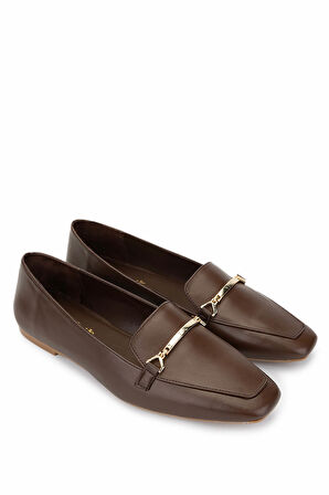 Tamer Tanca Kadın Hakiki Deri Kahverengi Loafer Ayakkabı 1073 013 BN AYK Y25 ACI KAHVE