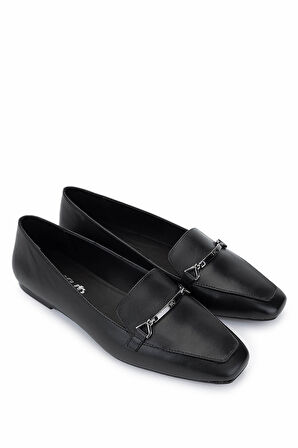 Tamer Tanca Kadın Hakiki Deri Siyah Deri Loafer Ayakkabı 1073 013 BN AYK Y25 SIYAH DR