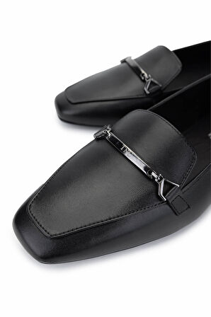 Tamer Tanca Kadın Hakiki Deri Siyah Deri Loafer Ayakkabı 1073 013 BN AYK Y25 SIYAH DR