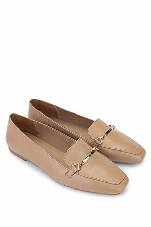 Tamer Tanca Kadın Hakiki Deri Bej Loafer Ayakkabı 1073 013 BN AYK Y25 NUDE DR