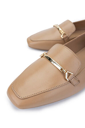 Tamer Tanca Kadın Hakiki Deri Bej Loafer Ayakkabı 1073 013 BN AYK Y25 NUDE DR