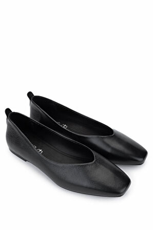 Tamer Tanca Kadın Hakiki Deri Siyah Deri Babet Ayakkabı 1073 004 BN AYK Y25 SIYAH DR