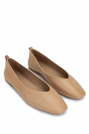 Tamer Tanca Kadın Hakiki Deri Bej Babet Ayakkabı 1073 004 BN AYK Y25 NUDE DR