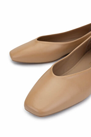 Tamer Tanca Kadın Hakiki Deri Bej Babet Ayakkabı 1073 004 BN AYK Y25 NUDE DR