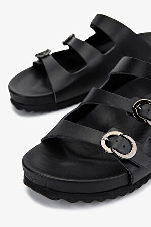 Valmenti Kadın Hakiki Deri Siyah Deri Düz Terlik 312 864 BN TRLK Y25 SIYAH DR