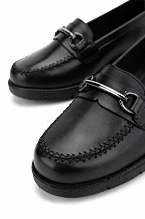 Tamer Tanca Kadın Hakiki Deri Siyah Deri Casual Ayakkabı 1095 8092 BN AYK Y25 SIYAH DR