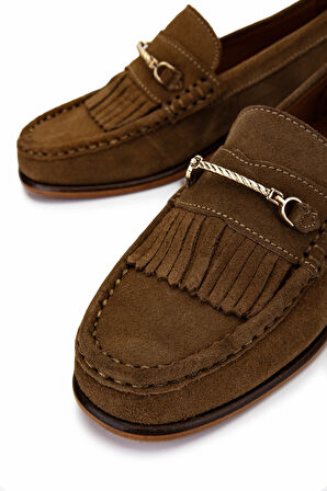 Tamer Tanca Kadın Hakiki Deri Kahverengi Loafer Ayakkabı 1122 2558 BN AYK Y25 SIGARO SUET