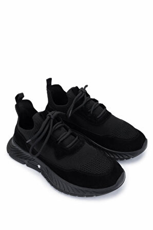 Tamer Tanca Kadın Deri & Tekstil Siyah Süet Sneakers & Spor Ayakkabı 1123 6000 BN AYK Y25 SYH SUET/SYH TRK