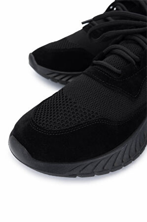 Tamer Tanca Kadın Deri & Tekstil Siyah Süet Sneakers & Spor Ayakkabı 1123 6000 BN AYK Y25 SYH SUET/SYH TRK