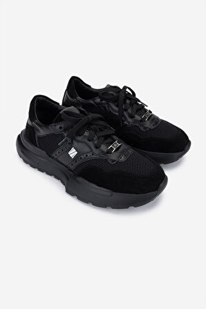 Valmenti Kadın Hakiki Deri Siyah Süet Sneakers & Spor Ayakkabı 1123 6080 BN AYK Y25 SIYAH SUET